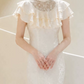 Romantic High Collar Ruffles Wedding Dresses Lace Jacquard Mermaid Bridal Dress C9740