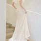 Romantic High Collar Ruffles Wedding Dresses Lace Jacquard Mermaid Bridal Dress C9740