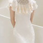 Romantic High Collar Ruffles Wedding Dresses Lace Jacquard Mermaid Bridal Dress C9740