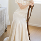 Romantic High Collar Ruffles Wedding Dresses Lace Jacquard Mermaid Bridal Dress C9740