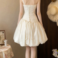 Mini robe de soirée en satin, sans bretelles, sans manches, ligne a, simple, C899