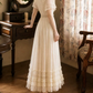 Lovely Short Sleeve Ivory Prom Dress Ruffles A-Line Evening Dress C9744