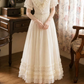Lovely Short Sleeve Ivory Prom Dress Ruffles A-Line Evening Dress C9744