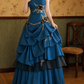 Vintage Sweetheart Blue Prom Dress Appliques Sequins Tiered A-Line Evening Dress C9745