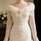 Superbe robe de mariée sirène bustier en satin et tulle, longue et en dentelle, C4563
