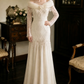 Superbe robe de mariée sirène bustier en satin et tulle, longue et en dentelle, C4563