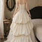 Romantic Sweetheart Appliques Wedding Dresses Lace Tiered A-Line Bridal Dress C9748