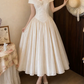 Robe de bal de princesse bustier à volants en satin long, robe de soirée C8117