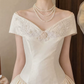 Robe de bal de princesse bustier à volants en satin long, robe de soirée C8117