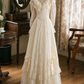 Chic Long Sleeve Ivory Prom Dress Lace Tiered A-Line Evening Dress C9750