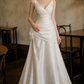 Classical V Neck Wedding Dresses Satin A-Line Bridal Dress C9751