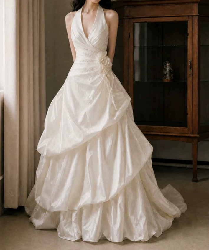 Superbe robe de mariée sirène bustier en satin et tulle, longue et en dentelle, C4563