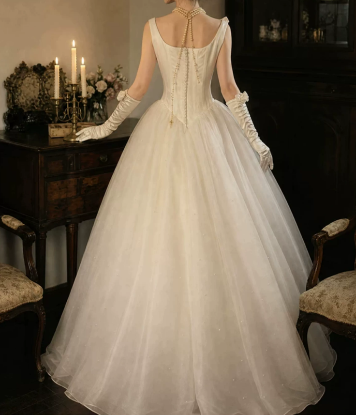 Superbe robe de mariée sirène bustier en satin et tulle, longue et en dentelle, C4563