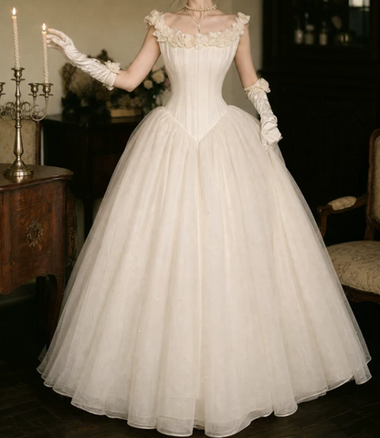 Superbe robe de mariée sirène bustier en satin et tulle, longue et en dentelle, C4563