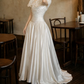 Glam Off-Shoulder Wedding Dresses Satin Appliques A-Line Bridal Dress C9758