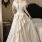 Elegant Off-Shoulder Wedding Dresses Satin Appliques A-Line Bridal Dress C9760