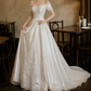 Fascinating Off-Shoulder Satin Wedding Dresses Beading Appliques A-Line Bridal Dress C9761