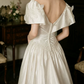 Vintage Off-Shoulder Satin Wedding Dresses Appliques A-Line Bridal Dress C9762