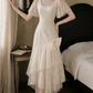 Robe de bal de princesse bustier à volants en satin long, robe de soirée C8117