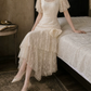 Robe de bal de princesse bustier à volants en satin long, robe de soirée C8117