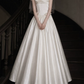 Graceful Square Neck Bow Wedding Dresses Satin A-Line Bridal Dress C9765