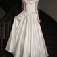 Graceful Square Neck Bow Wedding Dresses Satin A-Line Bridal Dress C9765