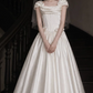 Graceful Square Neck Bow Wedding Dresses Satin A-Line Bridal Dress C9765