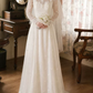 Classical High Collar Wedding Dresses Long Sleeve Lace A-Line Bridal Dress C9767