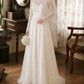 Classical High Collar Wedding Dresses Long Sleeve Lace A-Line Bridal Dress C9767