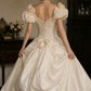 Romantic Short Sleeve Ivory Ball Gown Square Neck Appliques Sweet 16 Dresses C9769