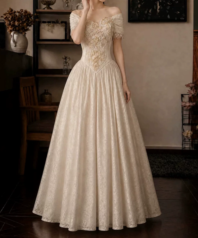 Robe de bal de princesse bustier à volants en satin long, robe de soirée C8117