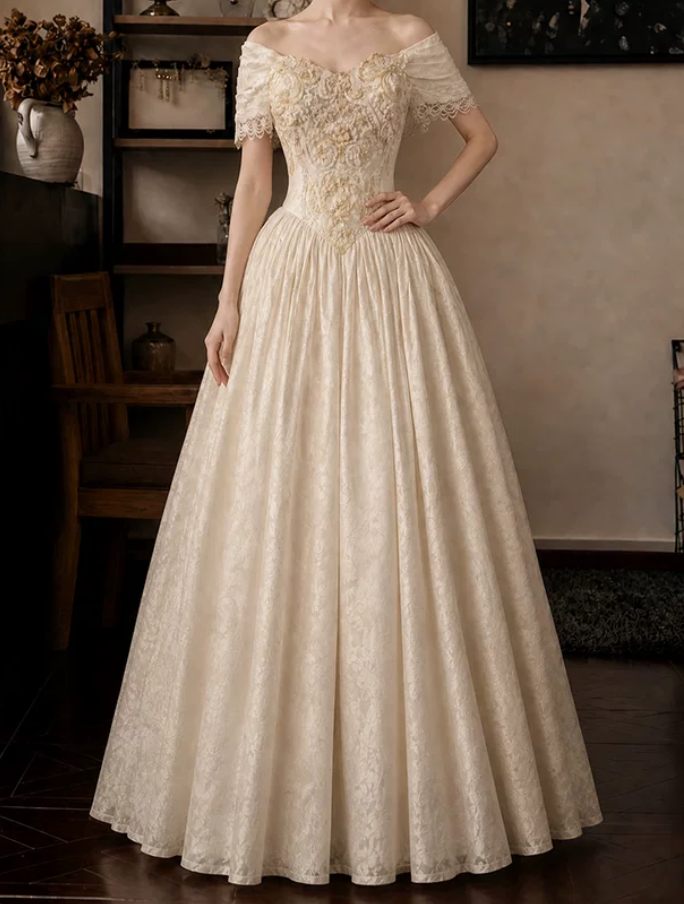 Robe de bal de princesse bustier à volants en satin long, robe de soirée C8117