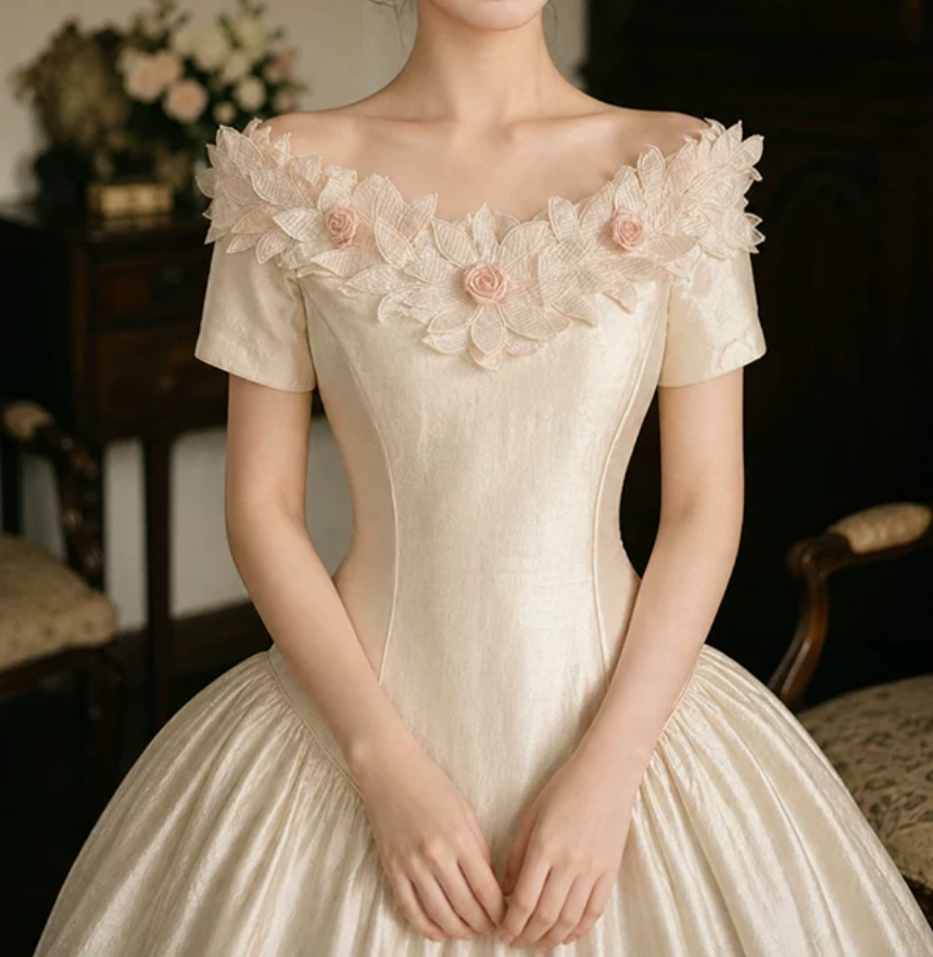Robe de bal de princesse bustier à volants en satin long, robe de soirée C8117