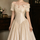 Robe de bal de princesse bustier à volants en satin long, robe de soirée C8117