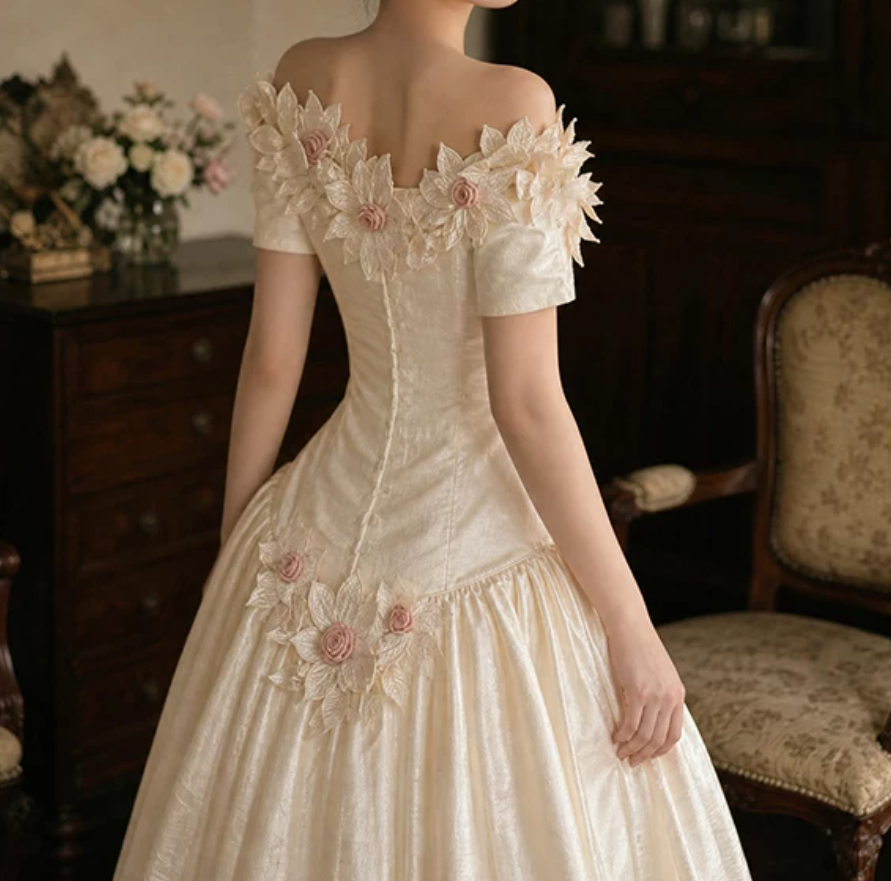 Robe de bal de princesse bustier à volants en satin long, robe de soirée C8117