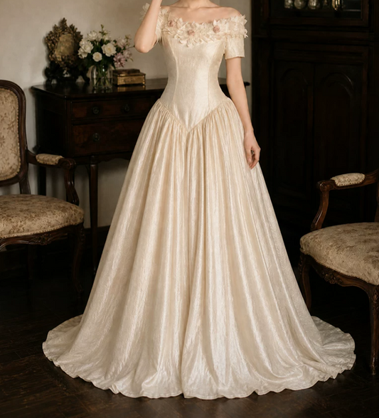 Robe de bal de princesse bustier à volants en satin long, robe de soirée C8117