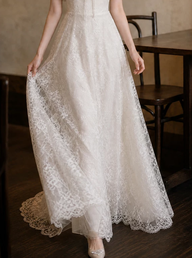 Superbe robe de mariée sirène bustier en satin et tulle, longue et en dentelle, C4563