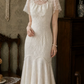 Enchanting Jewel Neck Wedding Dresses Lace Short Sleeve Mermaid Bridal Dress C9777