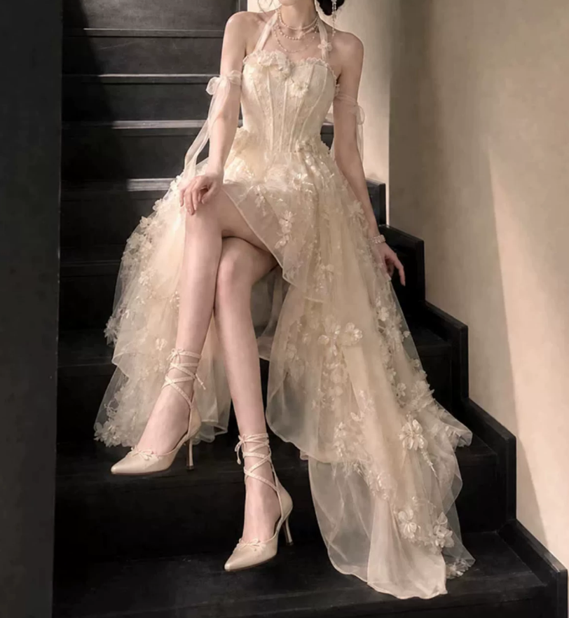 Mini robe de soirée en satin, sans bretelles, sans manches, ligne a, simple, C899