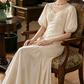 Classical Jewel Neck Satin Wedding Dresses Appliques Short Sleeve Mermaid Bridal Dress C9779
