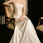Superbe robe de mariée sirène bustier en satin et tulle, longue et en dentelle, C4563