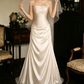 Superbe robe de mariée sirène bustier en satin et tulle, longue et en dentelle, C4563