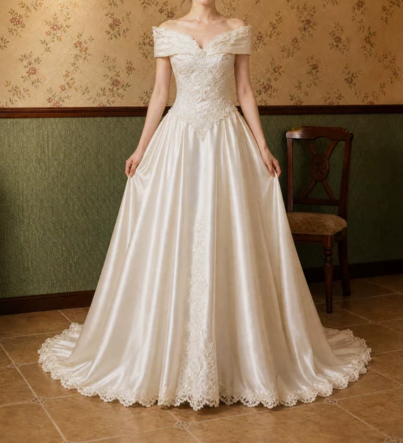 Superbe robe de mariée sirène bustier en satin et tulle, longue et en dentelle, C4563