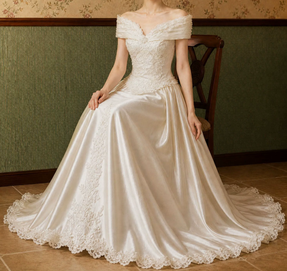 Superbe robe de mariée sirène bustier en satin et tulle, longue et en dentelle, C4563