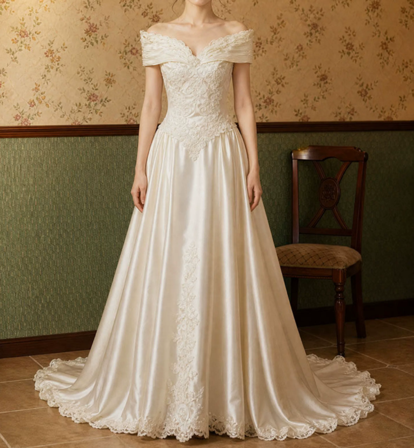 Superbe robe de mariée sirène bustier en satin et tulle, longue et en dentelle, C4563