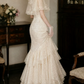 Superbe robe de mariée sirène bustier en satin et tulle, longue et en dentelle, C4563
