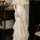 Superbe robe de mariée sirène bustier en satin et tulle, longue et en dentelle, C4563