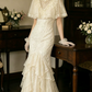 Superbe robe de mariée sirène bustier en satin et tulle, longue et en dentelle, C4563