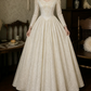 Fascinating V Neck Wedding Dresses Long Sleeve Appliques A-Line Bridal Dress C9784