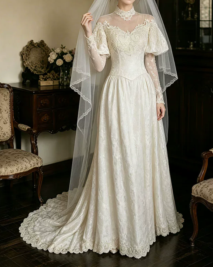 Superbe robe de mariée sirène bustier en satin et tulle, longue et en dentelle, C4563